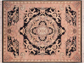 handmade Traditional Savonarrie Black Rust Hand Knotted RECTANGLE 100% WOOL area rug 8x10